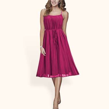 Dress Camisoles sexy plisket Tali kecil Wanita Gaya Korea - Jfashion Nora Fanta