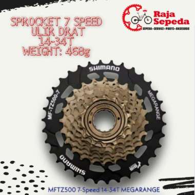 SPROCKET SPROKET ULIR DRAT 7 SPEED MEGARANGE 14 34T SHIMANO MF-TZ500-7