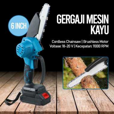 Mesin Cainsaw Mini Gergaji Kayu Mini Cordless Chainsaw Brushless Motor 6 Inch