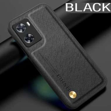 Case Casing OPPO A57 4G / A57 5G Silicone Back Leather Kulit Saffiano - BLACK, OPPO A57 5G BLACK