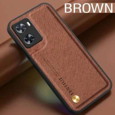 Case Casing OPPO A57 4G / A57 5G Silicone Back Leather Kulit Saffiano - BLACK, OPPO A57 5G BROWN