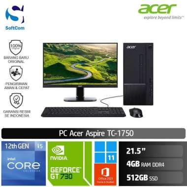 PC Acer Aspire TC 1750 DT.BHVSN.007 Desktop PC [Core i5-12400/4GB/512GB SSD/GT730 2GB/21.5"/ W11+OHS