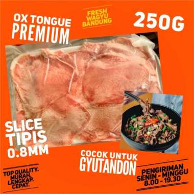 OX TONGUE LIDAH SAPI SLICE TIPIS PREMIUM GYUTANDON IMPORT AUS HALAL