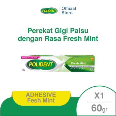 Polident Fresh Mint Perekat Gigi Palsu [60 g]
