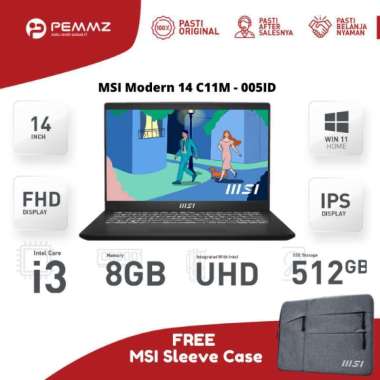 MSI MODERN 14 C11M - 005ID - i3-1115G4 - UHD GRAPHICS - CORE BLACK