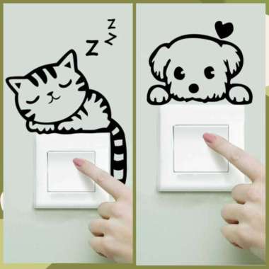 sticker wallpaper dinding sleeping cat dog stiker lucu - sleeping cat sticker dekorasi kucing lucu s