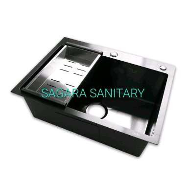 INOBE 6045 BLACK KITCHEN SINK BAK CUCI PIRING PAKET LENGKAP KRAN FLEXIBLE