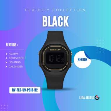 Reebok RV-FLD-U9-PBIB-B2 - Jam Tangan Reebok Fluidity Full Black Unisex Original