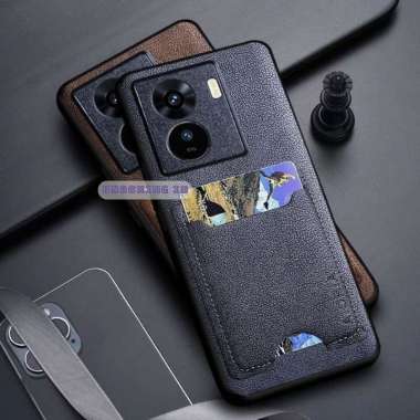 LEATHER CARD CASE VIVO IQOO Z7 5G / IQOO Z7X - CASING VIVO IQOO Z7 5G IQOO Z7 5G HITAM