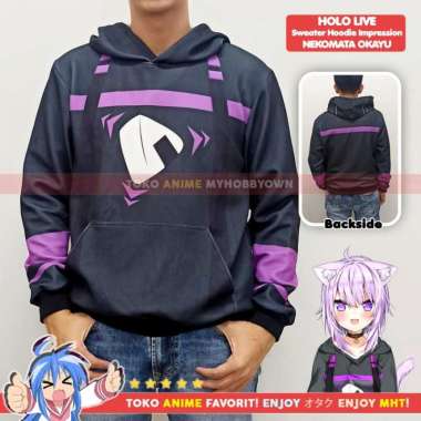 Jaket Hoodie Sweater Anime Holo Live Nekomata Okayu Impression Cosplay XXXL