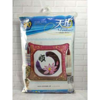 Paket Sulam Kristik TIMKEE 48004 Sarung Bantal Bunga Teratai Lotus