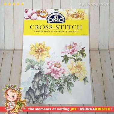 POLA Sulam Kristik DMC 1944SP-07 Prosperous Blooming Bunga Peony