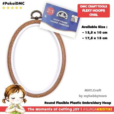 Pemidangan Hoop Sulam Kristik Oval Flexy Hoop DMC 13 x 17.5 cm