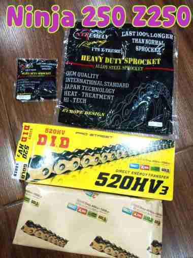 GEAR NINJA 250 Z250 DEPAN BELAKANG RANTAI DID EXTREME