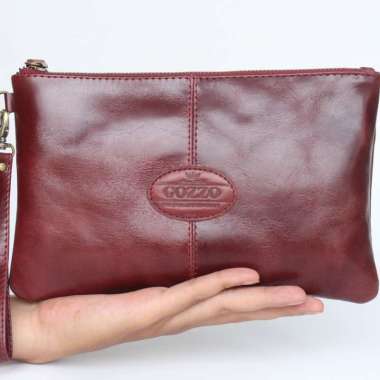 TAS CLUTCH KULIT ASLI WANITA MALIKA / FREE GRAVIR NAMA MERAH