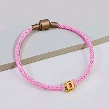 Gelang Tali Liontin Huruf O Bulat Koleksi Josean Elegant Emas Asli
