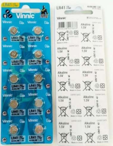 Baterai Kancing LR41 AG3 CX41 392A LR41W L736 LR736 SR41 GP192 G3 384 Vinnic
