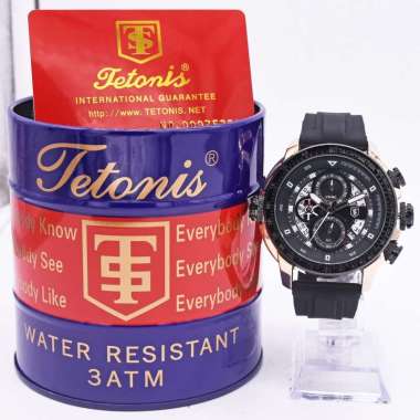Jam Tangan Pria Tetonis T-1001 Rubber Chrono Original Hijau Stabilo