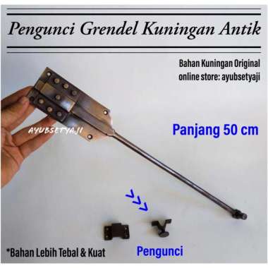 Grendel Pintu Batavia Panjang 50cm Kuningan Slot Pintu Portugis Gembok Hitam Antik