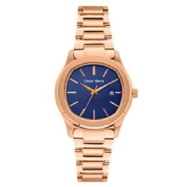 Jam Tangan Christ Verra CV 919491L - Jam Tangan Analog Wanita Stainless Steel Original Rosegold Blue