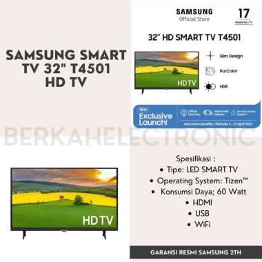 TV LED 32INCH SAMSUNG UA32T4501AKXXD 32T4501 SMART TV HDR PURCOLOR HD TV WIFI Netflix
