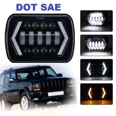 Lampu Utama LED DOT SAE Daymaker 13 Mata Kotak 7 Inchi Mobil Motor Pick Up 7K1