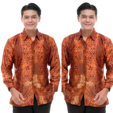 NO BRANDS- SONGKET BPL KEMEJA BATIK PRIA SEMI SUTRA ORI PREMIUM LAPIS FURING MULTICOLOUR L
