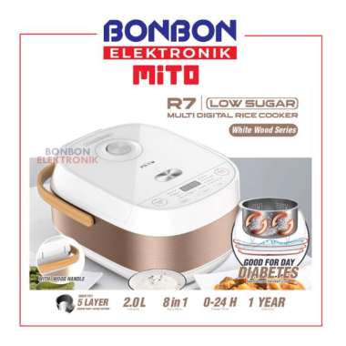 Mito R7 Low Sugar White Multi Digital Rice Cooker 2 Liter 8in1