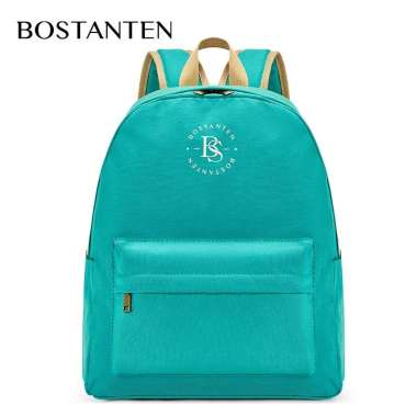 BOSTANTEN Ransel Kasual Kulit PU Warna Hitam Tas Sekolah Siswa Tas Tas Backpack Slot Laptop Hijau mi