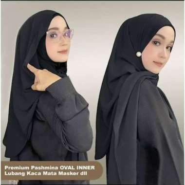 Pashmina Instan Royal OVAL INNER variasi Lubang Telinga / Jilbab instan HITAM