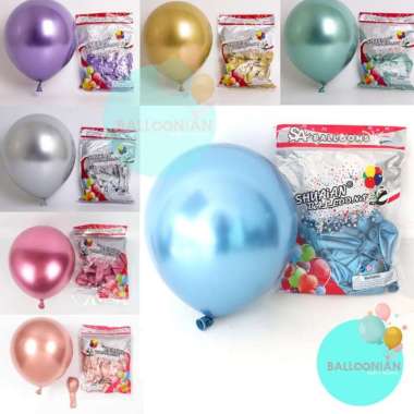 [GROSIR] Balon Latex Chrome 12inch 50pcs/Balloon Metalic Chrome Biru