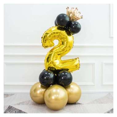 STANDING DIY ANGKA BLACK GOLD DEKORASI/DEKORASI ULANG TAHUN/BALON FOIL 2