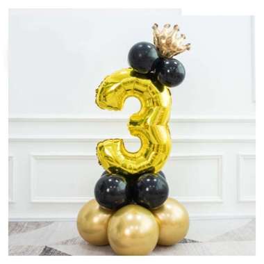 STANDING DIY ANGKA BLACK GOLD DEKORASI/DEKORASI ULANG TAHUN/BALON FOIL 3