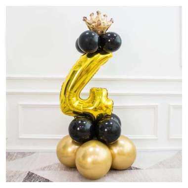 STANDING DIY ANGKA BLACK GOLD DEKORASI/DEKORASI ULANG TAHUN/BALON FOIL 4