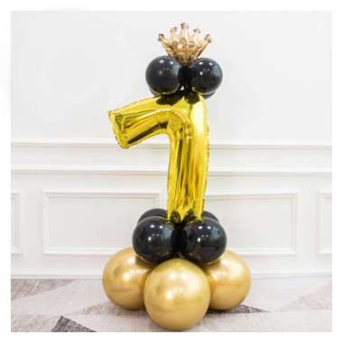 STANDING DIY ANGKA BLACK GOLD DEKORASI/DEKORASI ULANG TAHUN/BALON FOIL 7
