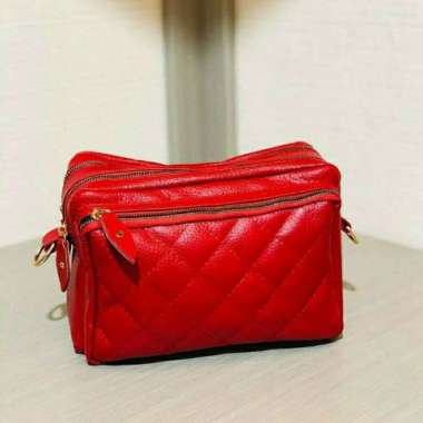 Bossindo tas kulit wanita asli kulit garut - tas garut kulit wanita kulit asli M Merah