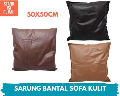 Sarung Bantal Sofa Kulit Sintetis 50x50Cm Informa Cushion Monokrom Hitam
