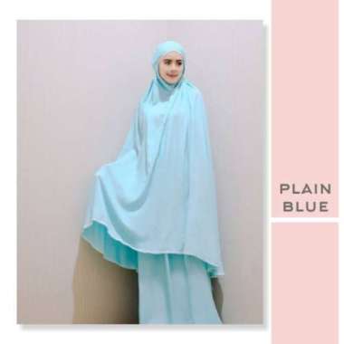 MUKENA TAZBIYA DEWASA KATUN RAYON BLUE TELEKUNG JUMBO MUKENA POLOS RENDA TELEKUNG KATUN RAYON