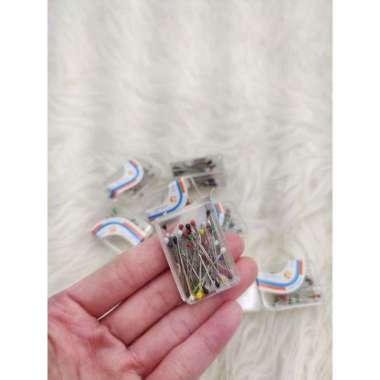 Jarum Pentul Mutiara Kotak/ Jarum Pentol Stainless Bulat Kotak Mika Anti Karat/ Accessories Hijab Pe