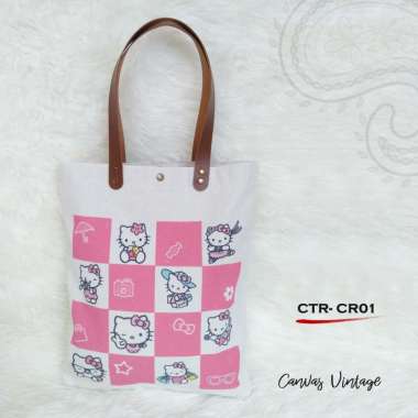 Dewani - Tote bag Canvas Tas Vintage Seri Catur Kartun CTR-01