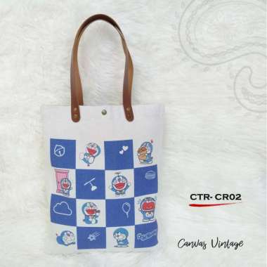 Dewani - Tote bag Canvas Tas Vintage Seri Catur Kartun CTR-02
