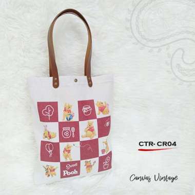 Dewani - Tote bag Canvas Tas Vintage Seri Catur Kartun CTR-04