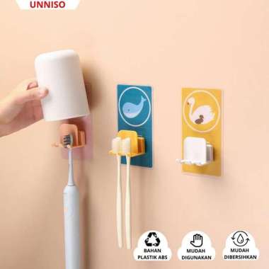UNNISO - Hanger Dudukan Sikat Gigi Hook Sikat Gigi Tempel HS05 Swan