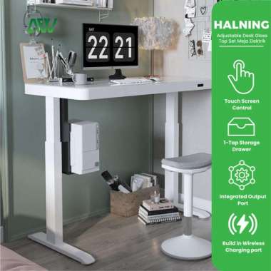 halning standing desk adjustable desk glass top set meja elektrik Multicolor