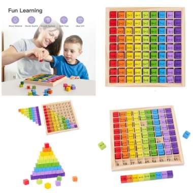 mainan edukasi anak tabel berhitung perkalian mathematic domino color Multicolor