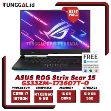 ASUS ROG Strix Scar 15 RTX 3060 i7 12700H 15,6 IPS 300Hz 16GB W11+OHS