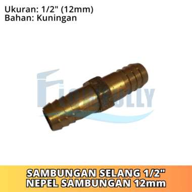 NEPEL SAMBUNG 1/2 INCH KUNINGAN SAMBUNGAN SELANG LURUS KONEKTOR