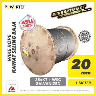 POWERTEC Wire Rope / Kawat Seling Baja 35xK7 WSC 20mm Galv - 1 Meter