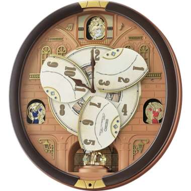 NEW Jam Dinding Seiko Melodies In Motion QXM601 QXM601B Metallic Dark Brown Original