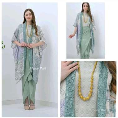 Outer Set Kebaya Modern Kebaya Viscose Kebaya Premium Kebaya Batik Set Semua Ukuran Hijau Mint